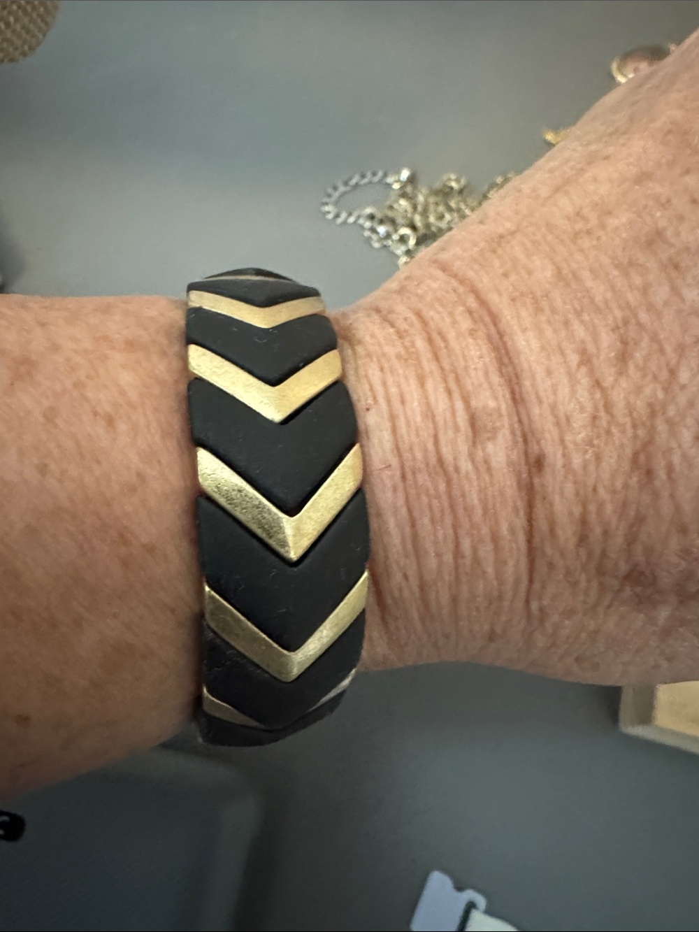 Black and Gold Chevron Silicone Bracelet for Men